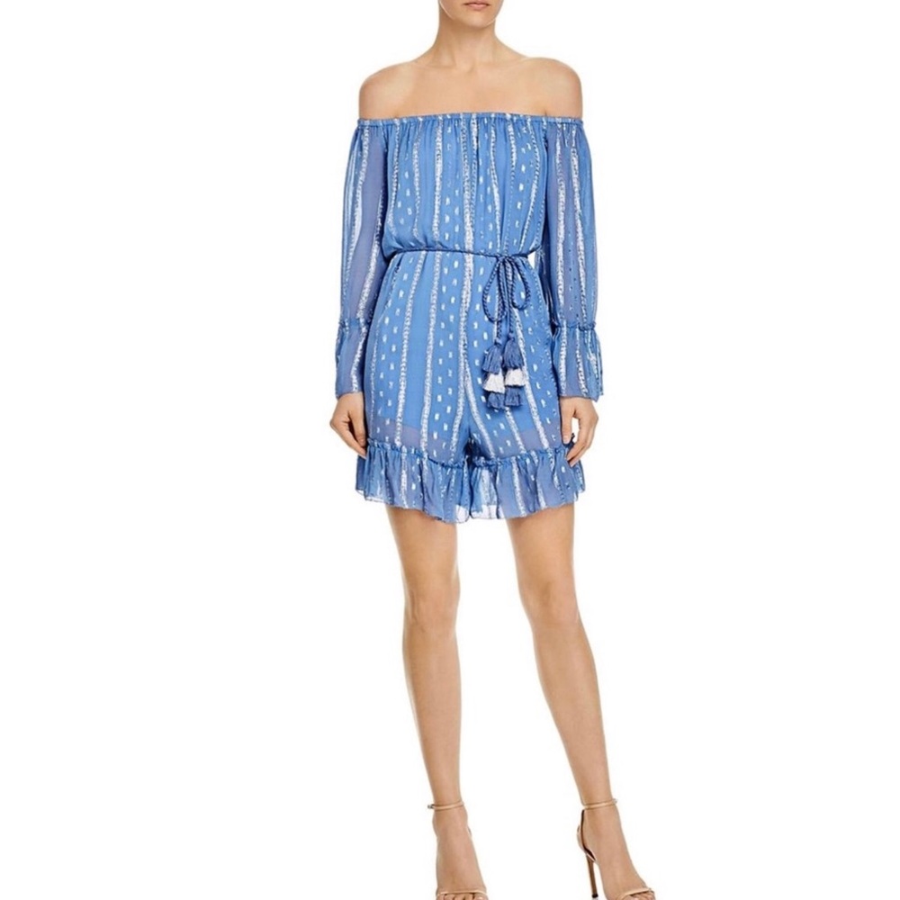 SAYLOR BLUE OFF-THE-SHOULDER ROMPER - Picture 8 of 8